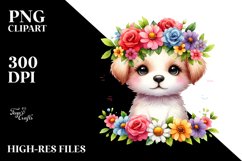 Colorful Flowers Puppy Clipart Product Image 3