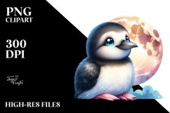 Colorful Baby Brunnich's Guillemots with Moon Clipart Product Image 3