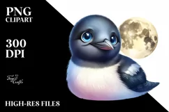 Colorful Bearded Seal Baby Moon | Sublimation | Clipart Product Image 1