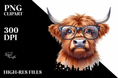 Watercolor Highland Cow es with Big Eyes Product Image 3