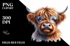 Watercolor Highland Cow es with Big Eyes Contempt Product Image 3