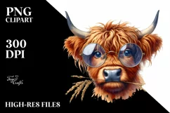Watercolor Highland Cow es with Big Eyes Contempt Product Image 1