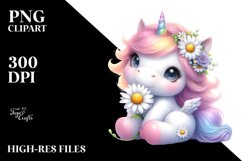 Pastel Baby Unicorn with Daisy Product Image 3