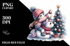 Baby Unicorns Putting Ornament in Christmas Tree Product Image 2