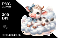 Sublimation Cute Baby Cow on Lofty Cloud Product Image 2