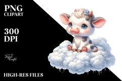 Sublimation Cute Baby Cow on Lofty Cloud Product Image 2