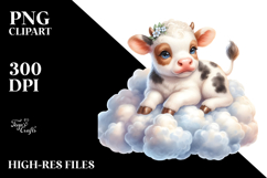 Sublimation Cute Baby Cow on Lofty Cloud Product Image 2