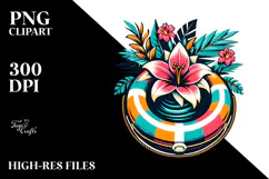 Retro Tropical Flower Beach Buoy PNG Product Image 2