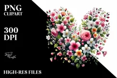 Spring Flower Heart Digital Painting PNG Product Image 2
