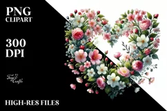 Spring Flower Heart Digital Painting PNG Product Image 2