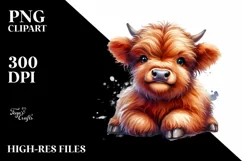 Cute Baby Highland Cow Sitting | Sublimation | Clipart Product Image 3
