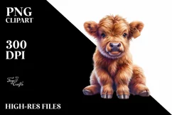 Cute Baby Highland Cow |Watercolor Splash Product Image 1