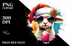 Quirky Lamb with Santa Hat, PNG Product Image 3