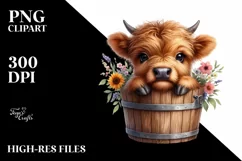Cute Cow with Flowers, Transparent PNG Product Image 3