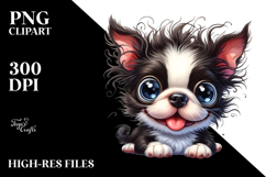 Happy Cartoon Boston Terrier PNG Product Image 2