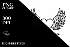 Simple Lineart Heart with Wings PNG Product Image 2