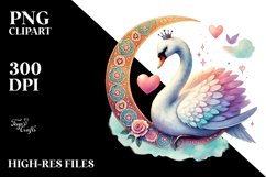 Colorful Swan Sitting on a Half Moon PNG Product Image 2