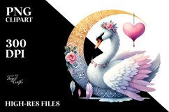 Colorful Swan Sitting on a Half Moon PNG Product Image 2