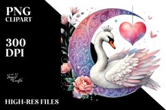 Colorful Swan Sitting on a Half Moon PNG Product Image 2