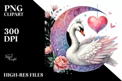 Colorful Swan Sitting on a Half Moon PNG Product Image 2