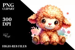 Small Vibrant Colorful Old Plush Lamb PNG Product Image 1
