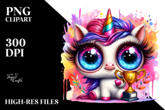 Vibrant Crazy Eyes Baby Unicorn PNG Product Image 2