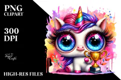 Vibrant Crazy Eyes Baby Unicorn PNG Product Image 2