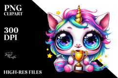 Vibrant Crazy Eyes Baby Unicorn PNG Product Image 2