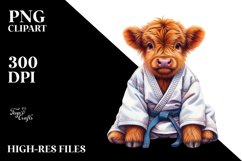 Colorful Baby Highland Cow with Martial Artist's GI PNG Product Image 3