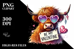 Cool Highland Calf with Heart Sunglasses PNG Product Image 2