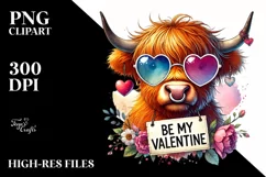 Cool Highland Calf with Heart Sunglasses PNG Product Image 2