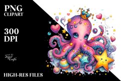Colorful Octopus Sitting on a Star PNG Product Image 2