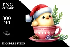 Cute Chicken with Santa Hat, Christmas PNG Product Image 2