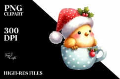 Cute Chicken with Santa Hat, Christmas PNG Product Image 2