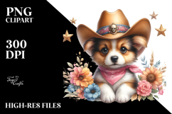 Colorful Watercolor of a Baby Dog with Cowboy Hat Product Image 2