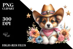 Sublimation Colorful Baby Dog with Cowboy Hat Product Image 2