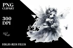 Washed Watercolor Gothic Fairy, High-Res PNG Product Image 1