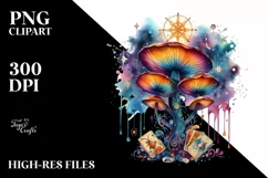 Vibrant Magical Celestial Mushroom,Transparent PNG Product Image 7