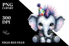 Elephant with Party Hat, Transparent PNG Product Image 2