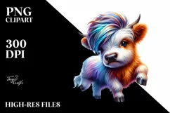 Funny Dancing Highland Cow, PNG Product Image 1