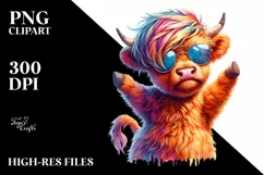 Baby Highland Cow Dancing PNG Product Image 1