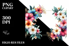 Colorful Horizontal Frame Hawayan Flowers | Clipart Product Image 3