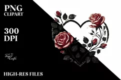 Distressed Heart with Roses, Summer PNG Product Image 2