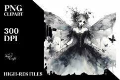 Washed Watercolor Gothic Fairy, High-Res PNG Product Image 3