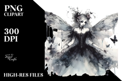 Washed Watercolor Gothic Fairy, High-Res PNG Product Image 2