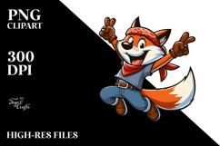 Cartoony Jumping Fox in Bandana PNG Product Image 2