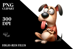 Trendy Cartoon Dog Watercolor PNG Product Image 2
