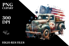 Vintage Dirty Pickup Truck with Stars PNG Product Image 2