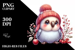 Cute Winter Baby Parrot PNG Product Image 1