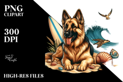 German Shepherd Surf and Shell Clipart Product Image 2